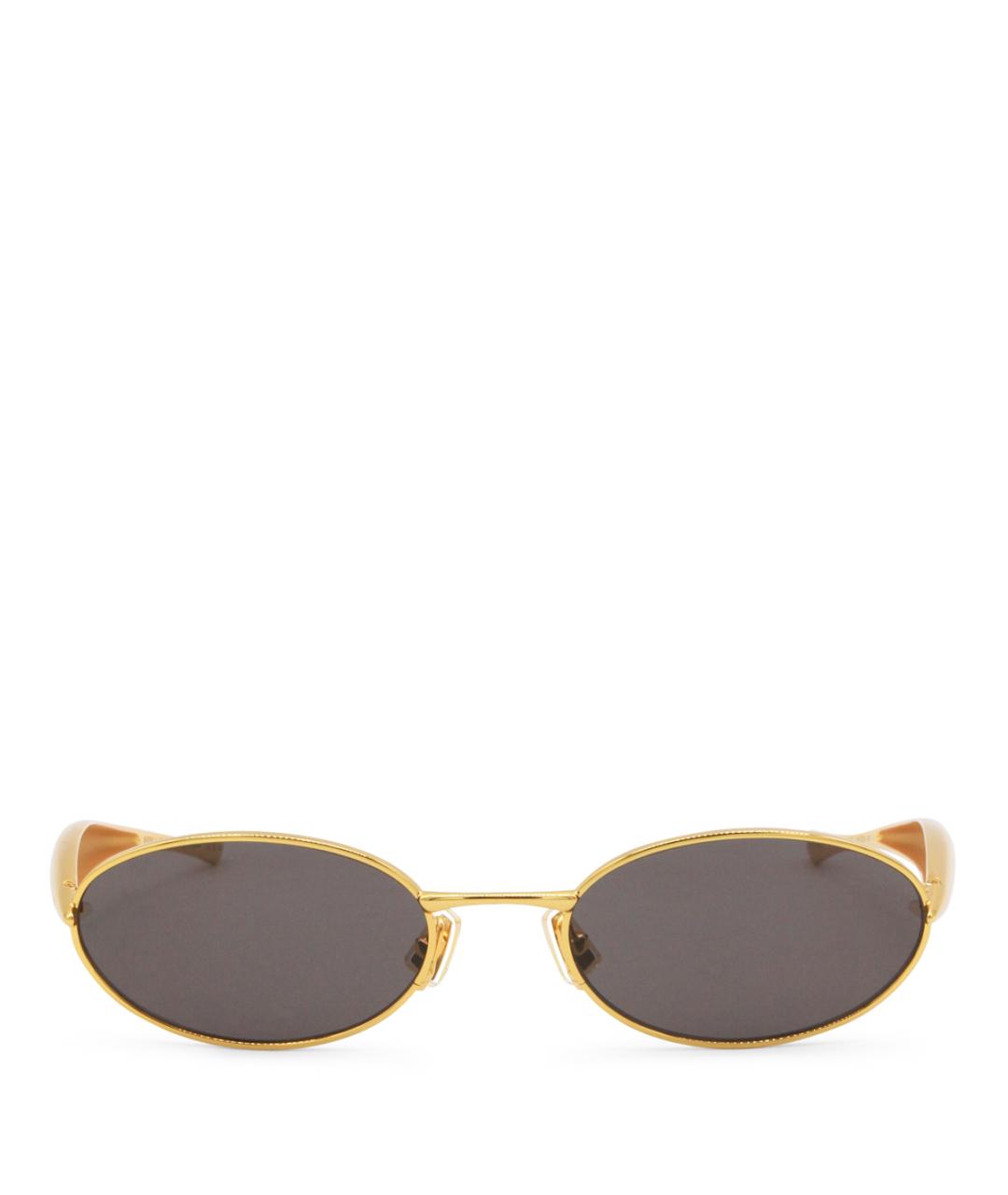 BOTTEGA VENETA Золотые металлические солнцезащитные очки, фото 1