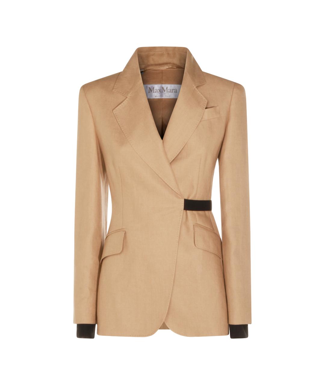MAX MARA Бежевый льняной жакет/пиджак, фото 5