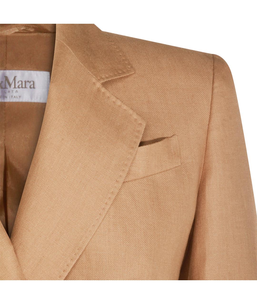 MAX MARA Бежевый льняной жакет/пиджак, фото 3
