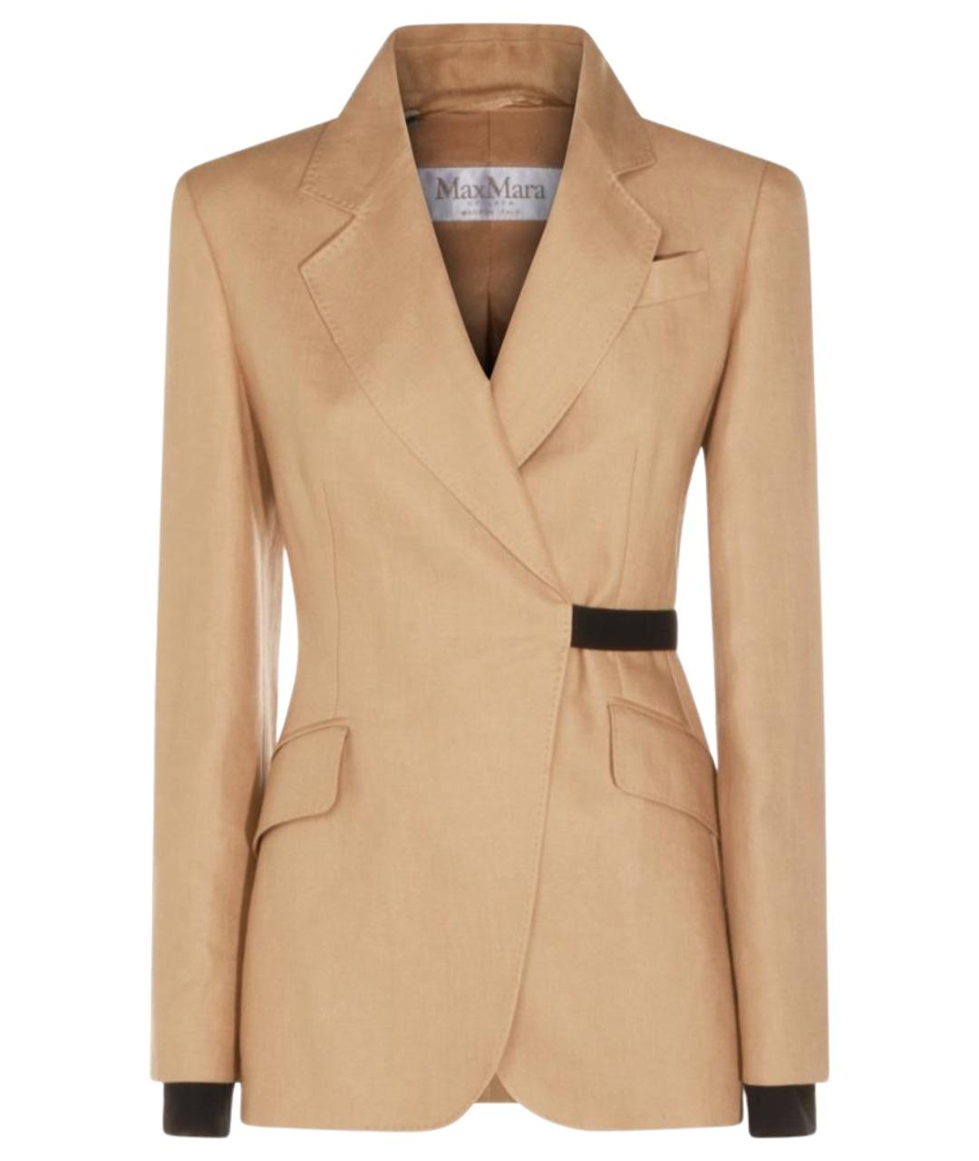 MAX MARA Бежевый льняной жакет/пиджак, фото 1