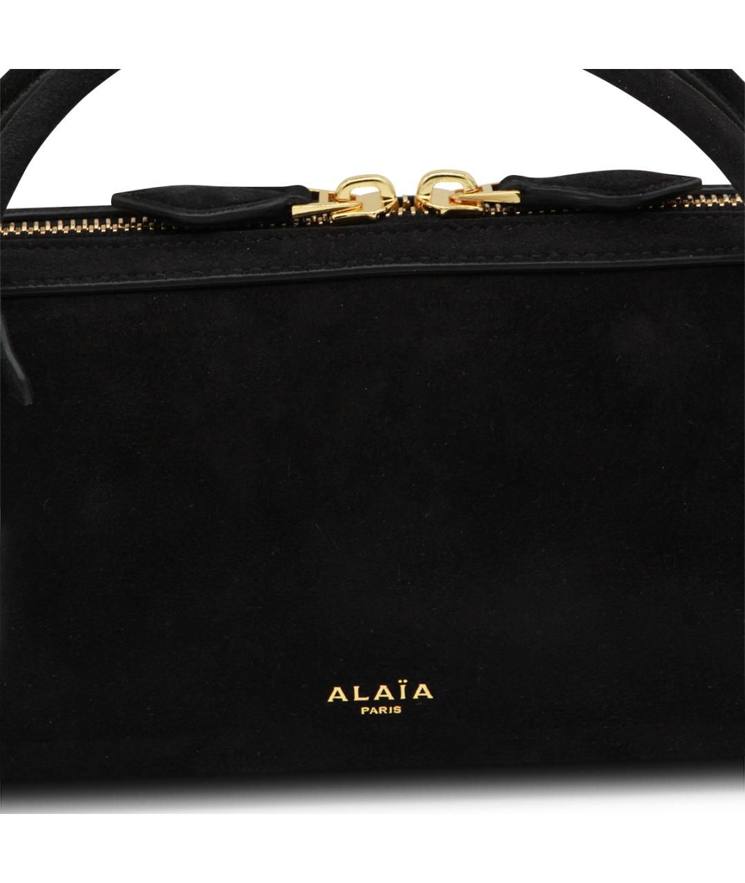 ALAIA Черная кожаная сумка с короткими ручками, фото 4