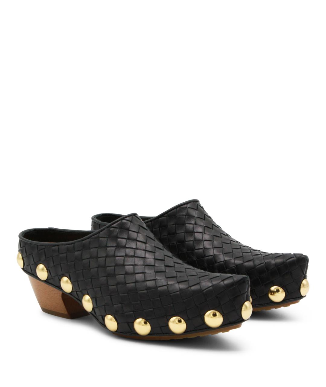 BOTTEGA VENETA Черные кожаные сабо, фото 2