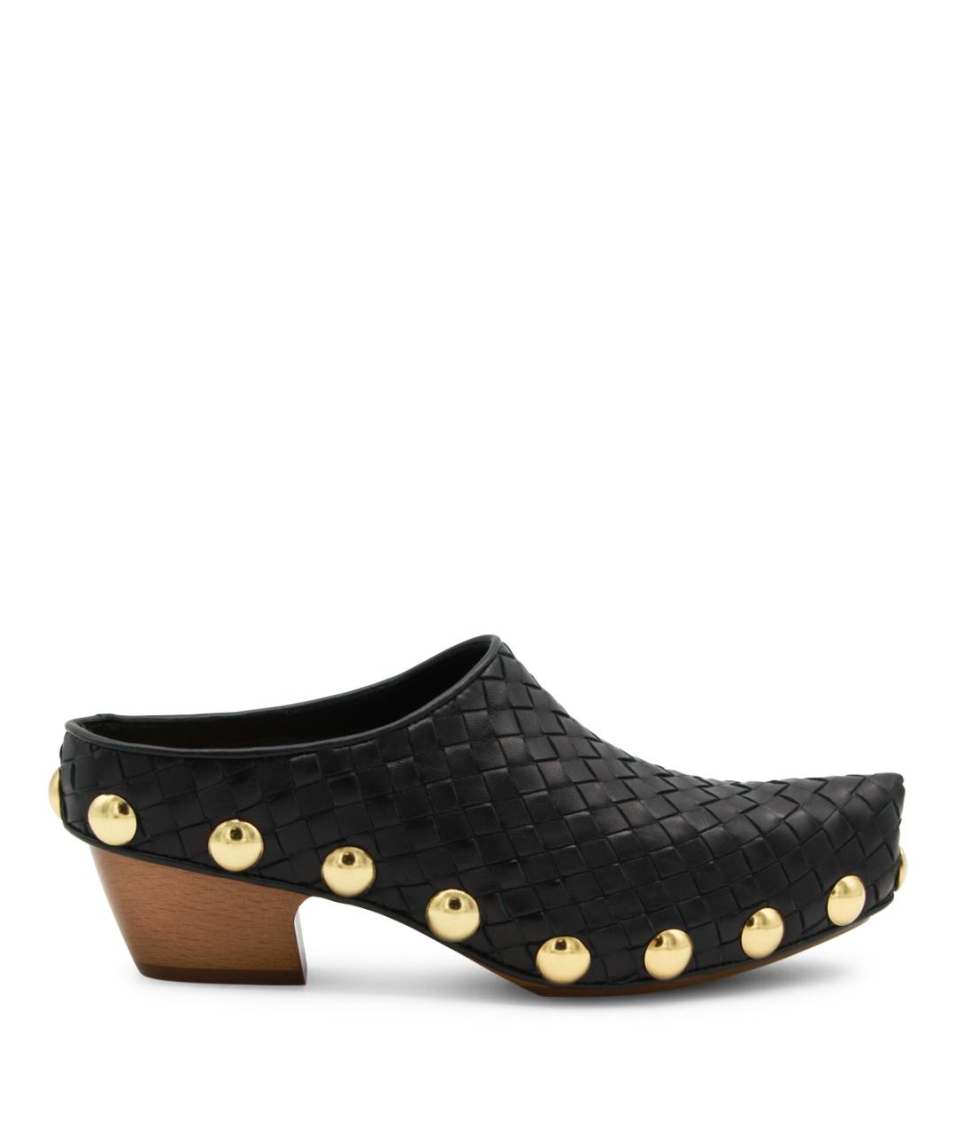 BOTTEGA VENETA Черные кожаные сабо, фото 1