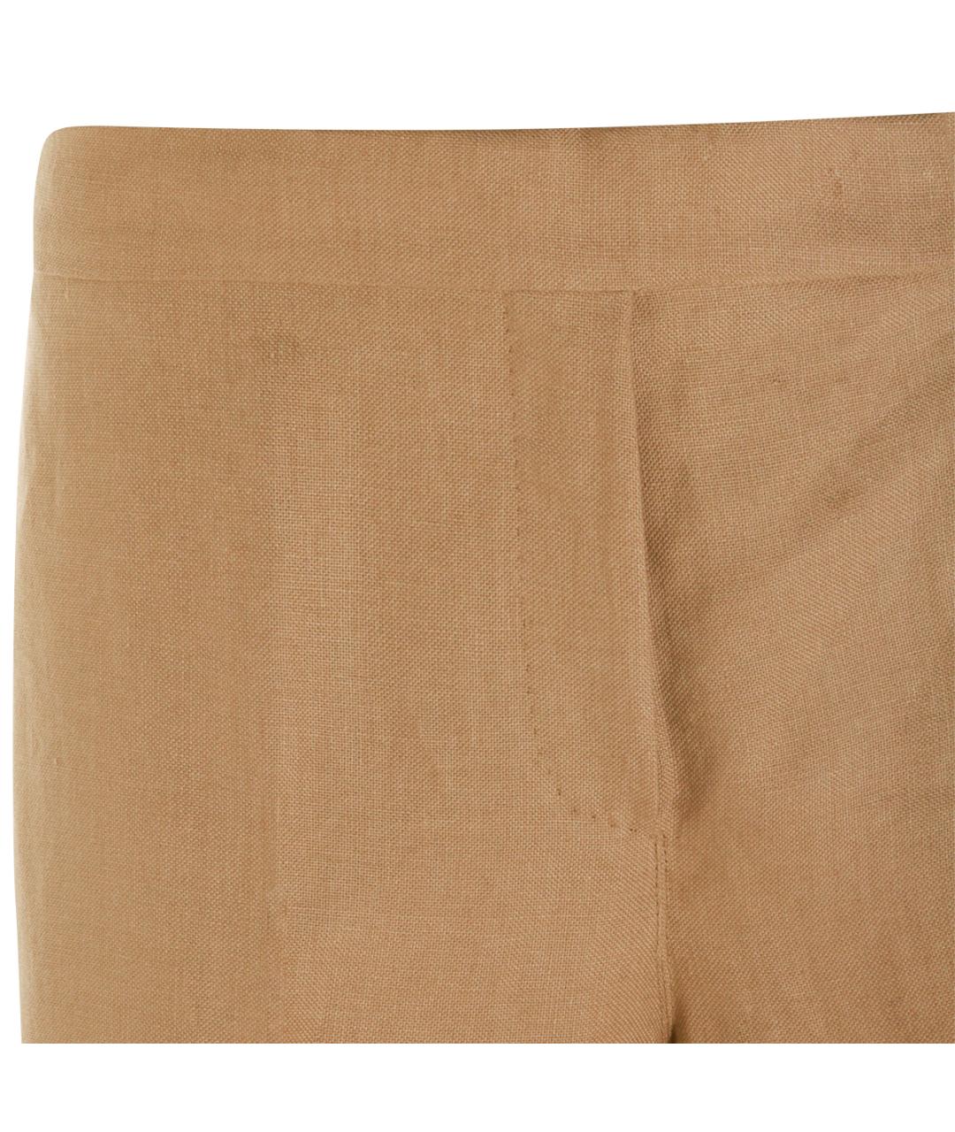 MAX MARA Бежевые льняные прямые брюки, фото 3