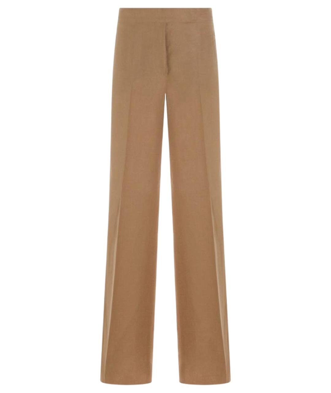 MAX MARA Бежевые льняные прямые брюки, фото 1
