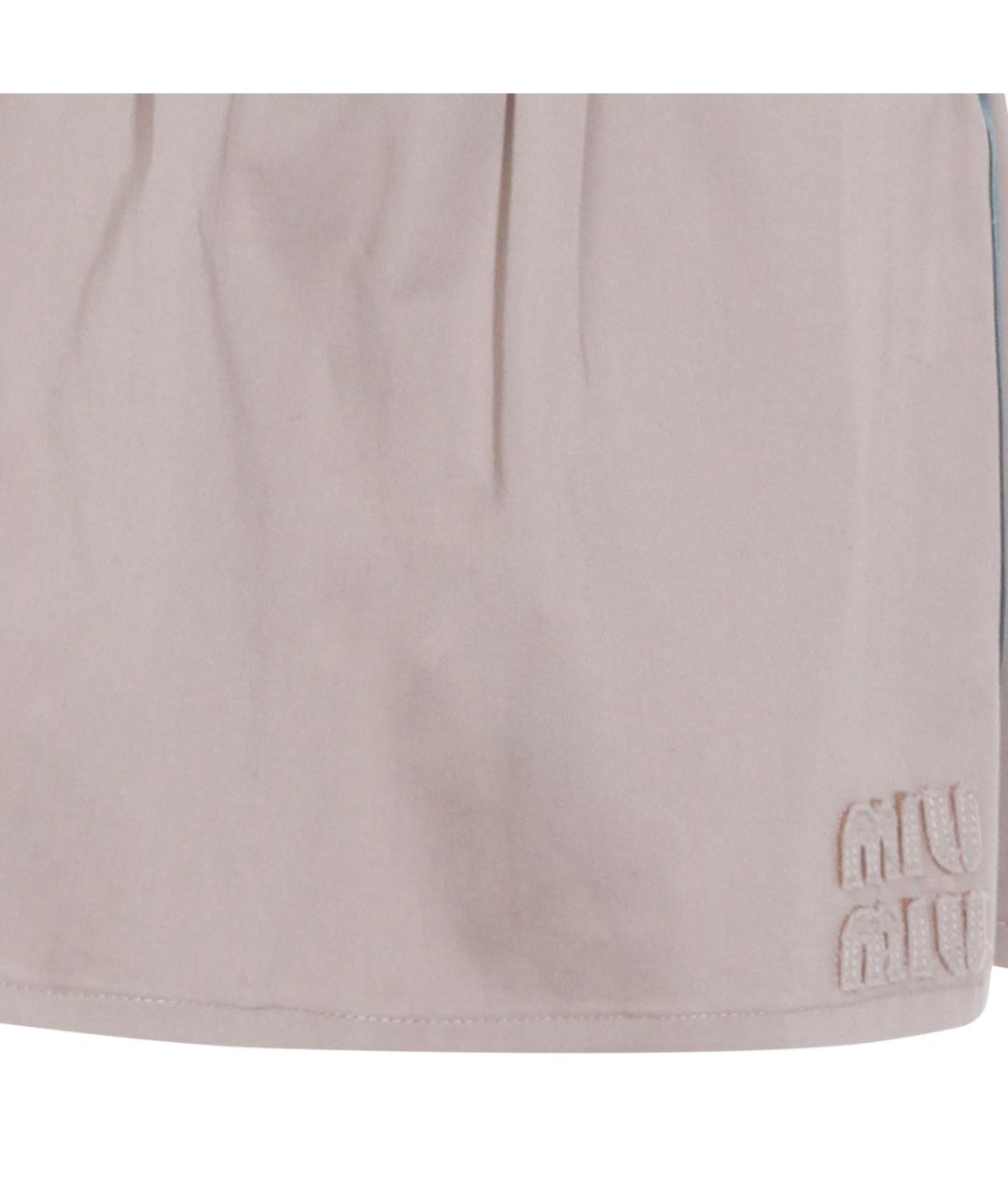 MIU MIU Бежевая хлопковая юбка мини, фото 3