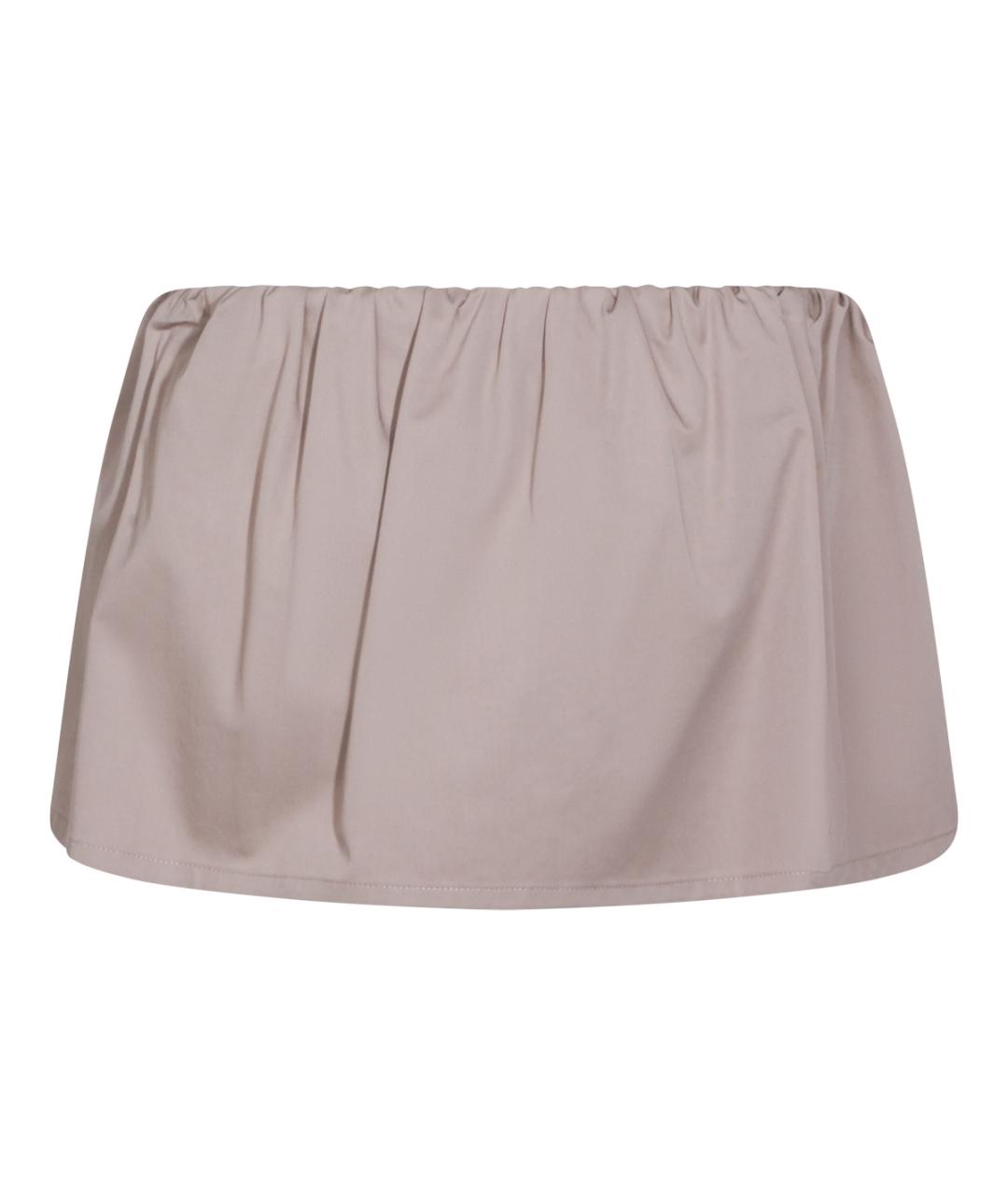 MIU MIU Бежевая хлопковая юбка мини, фото 2