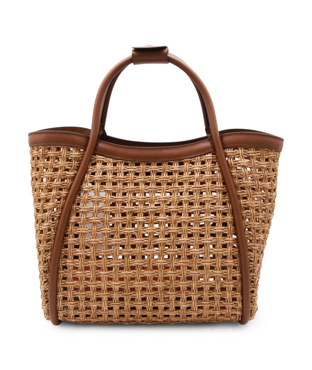 MAX MARA Коричневая пелетеная сумка тоут, фото 3