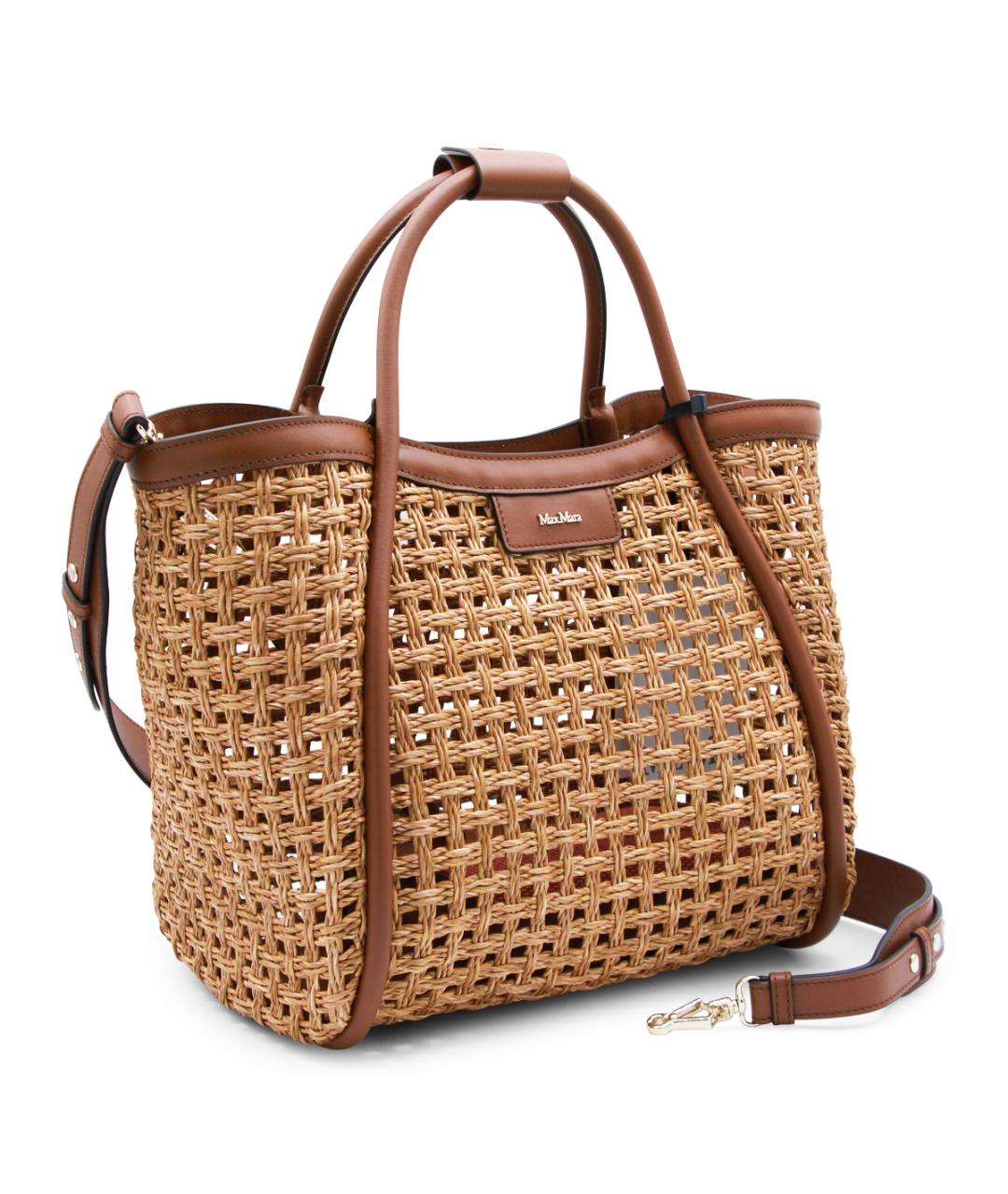MAX MARA Коричневая пелетеная сумка тоут, фото 2