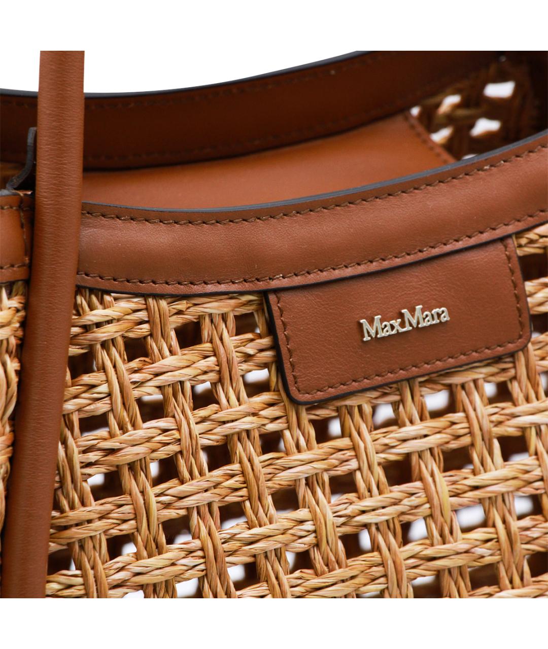 MAX MARA Коричневая пелетеная сумка тоут, фото 4