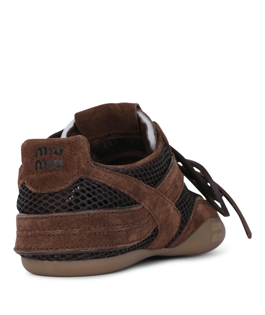 MIU MIU Коричневые текстильные кроссовки, фото 3
