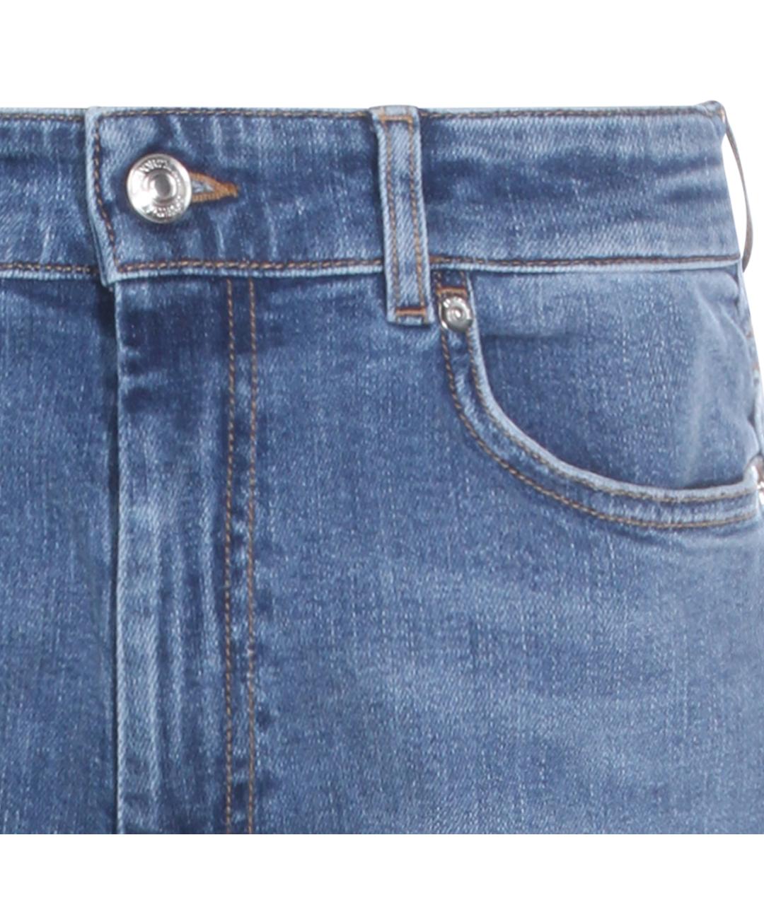 SPORTMAX Синие хлопко-эластановые прямые джинсы, фото 3