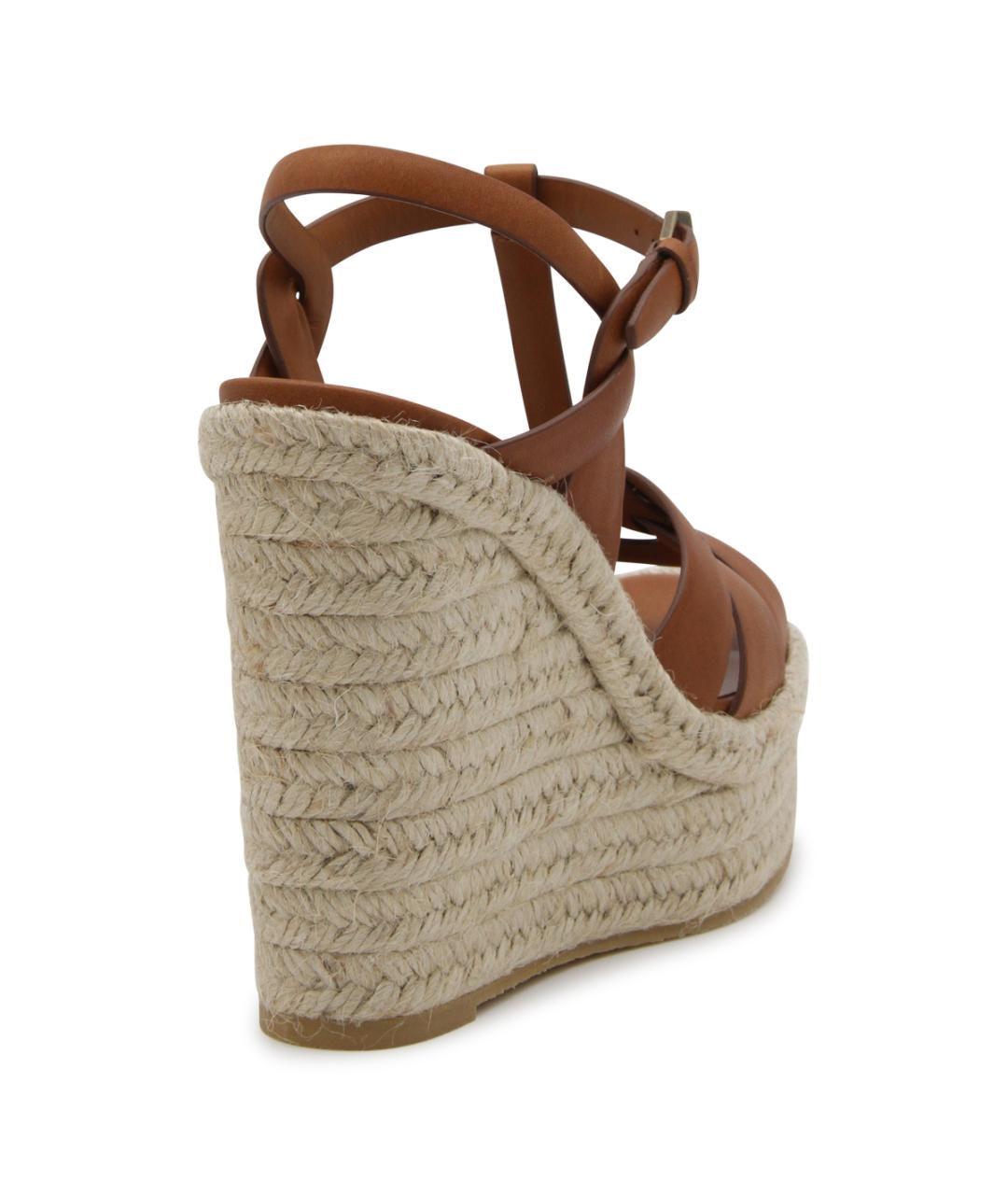 SAINT LAURENT Коралловые кожаные босоножки, фото 3