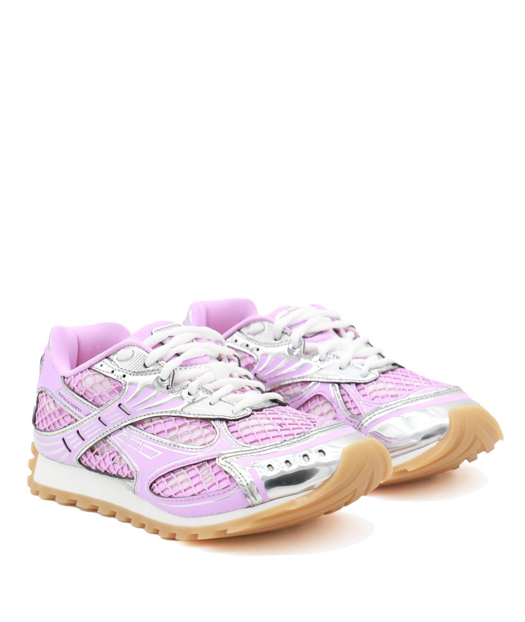 BOTTEGA VENETA Розовые текстильные кроссовки, фото 2