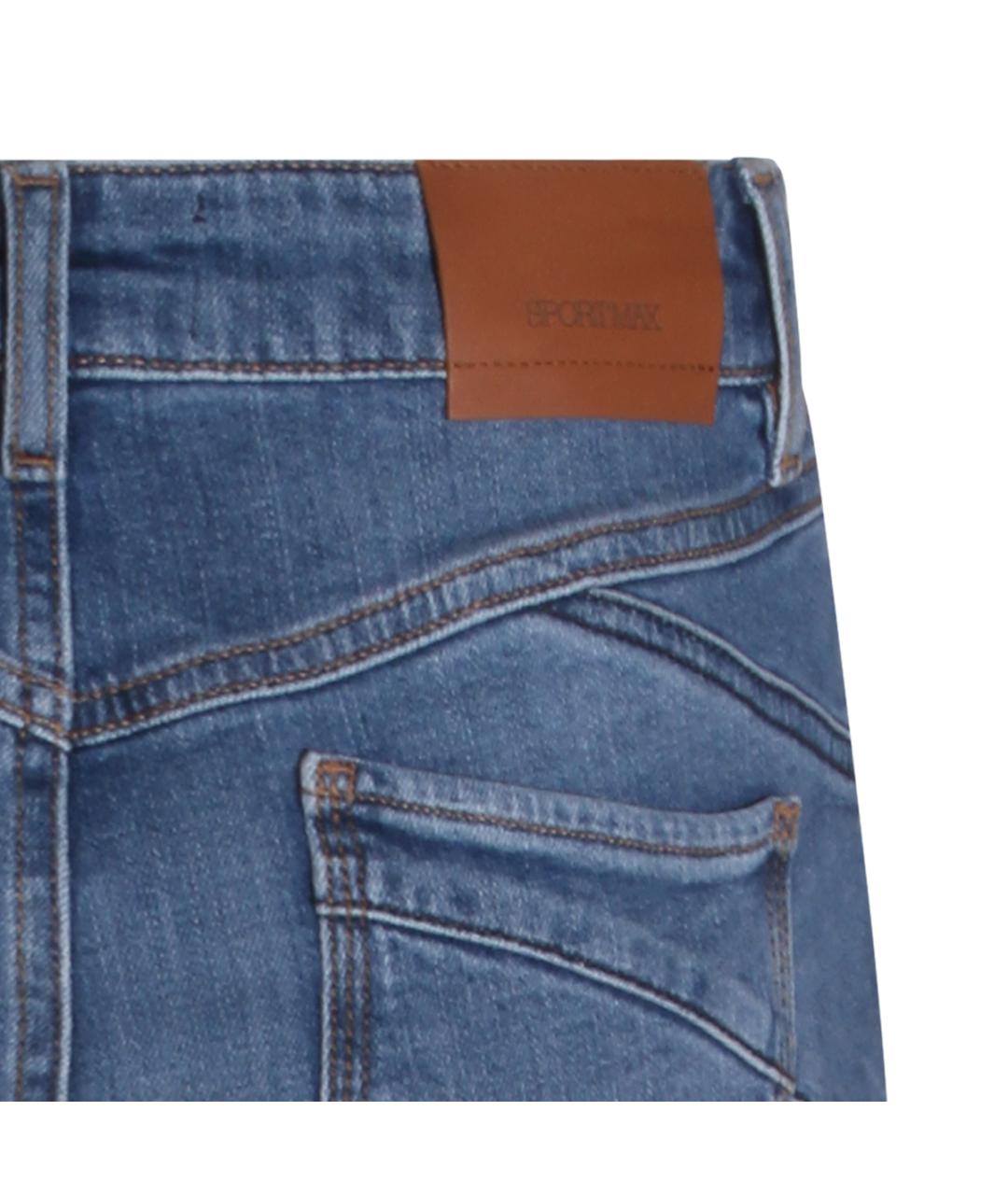 SPORTMAX Синие хлопко-эластановые джинсы слим, фото 4