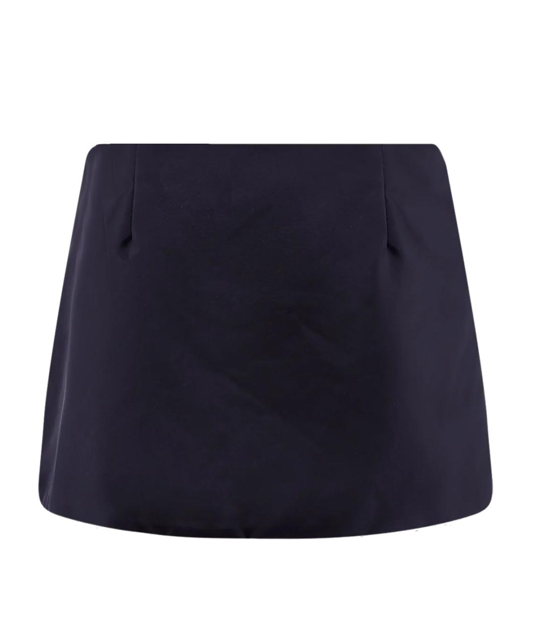 MIU MIU Темно-синяя синтетическая юбка мини, фото 2