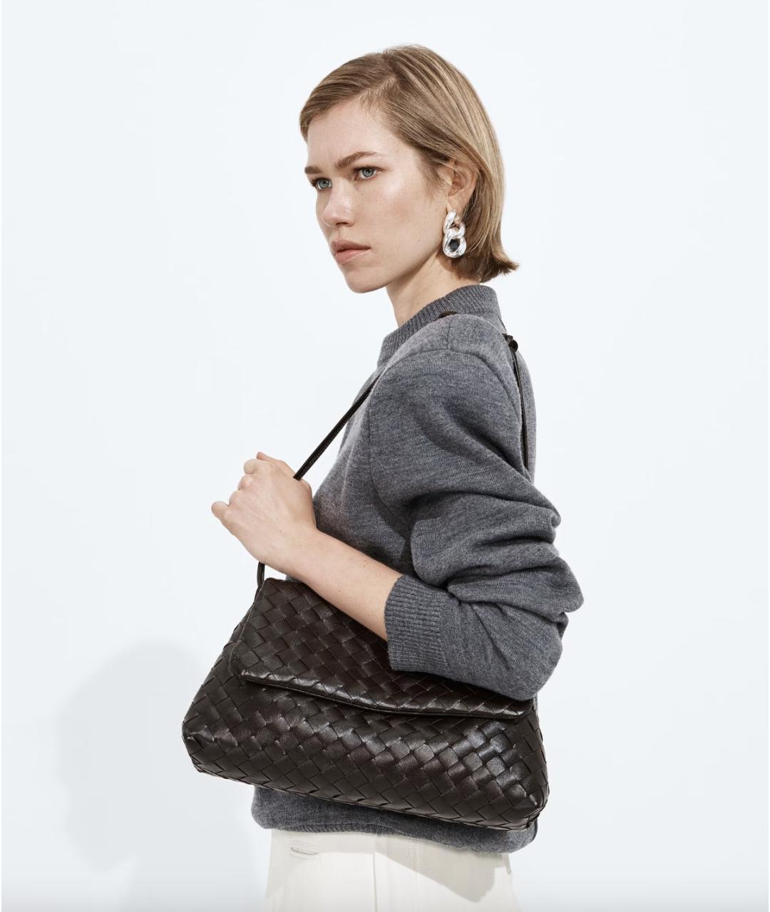 BOTTEGA VENETA Коричневая кожаная сумка через плечо, фото 6