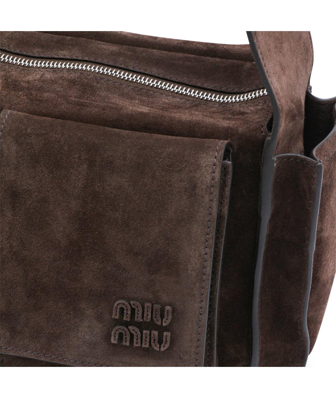 MIU MIU Коричневая замшевая сумка через плечо, фото 4