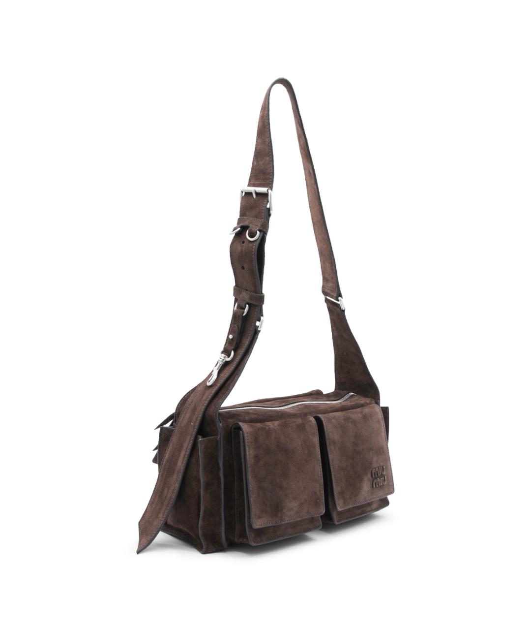 MIU MIU Коричневая замшевая сумка через плечо, фото 2