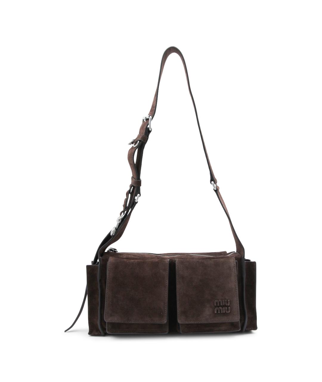 MIU MIU Коричневая замшевая сумка через плечо, фото 1