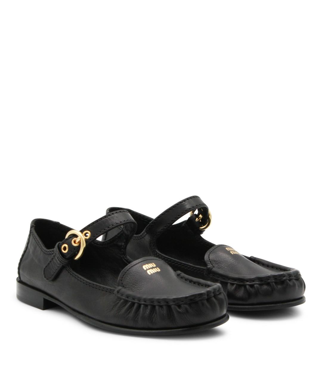 MIU MIU Черные кожаные лоферы, фото 2