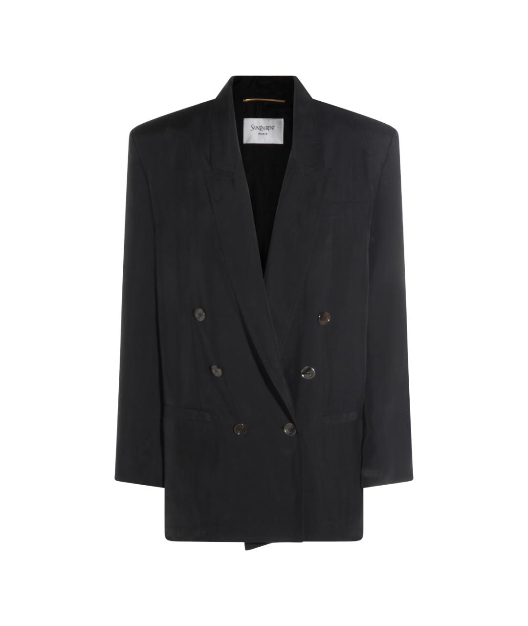 SAINT LAURENT Черный шелковый жакет/пиджак, фото 1