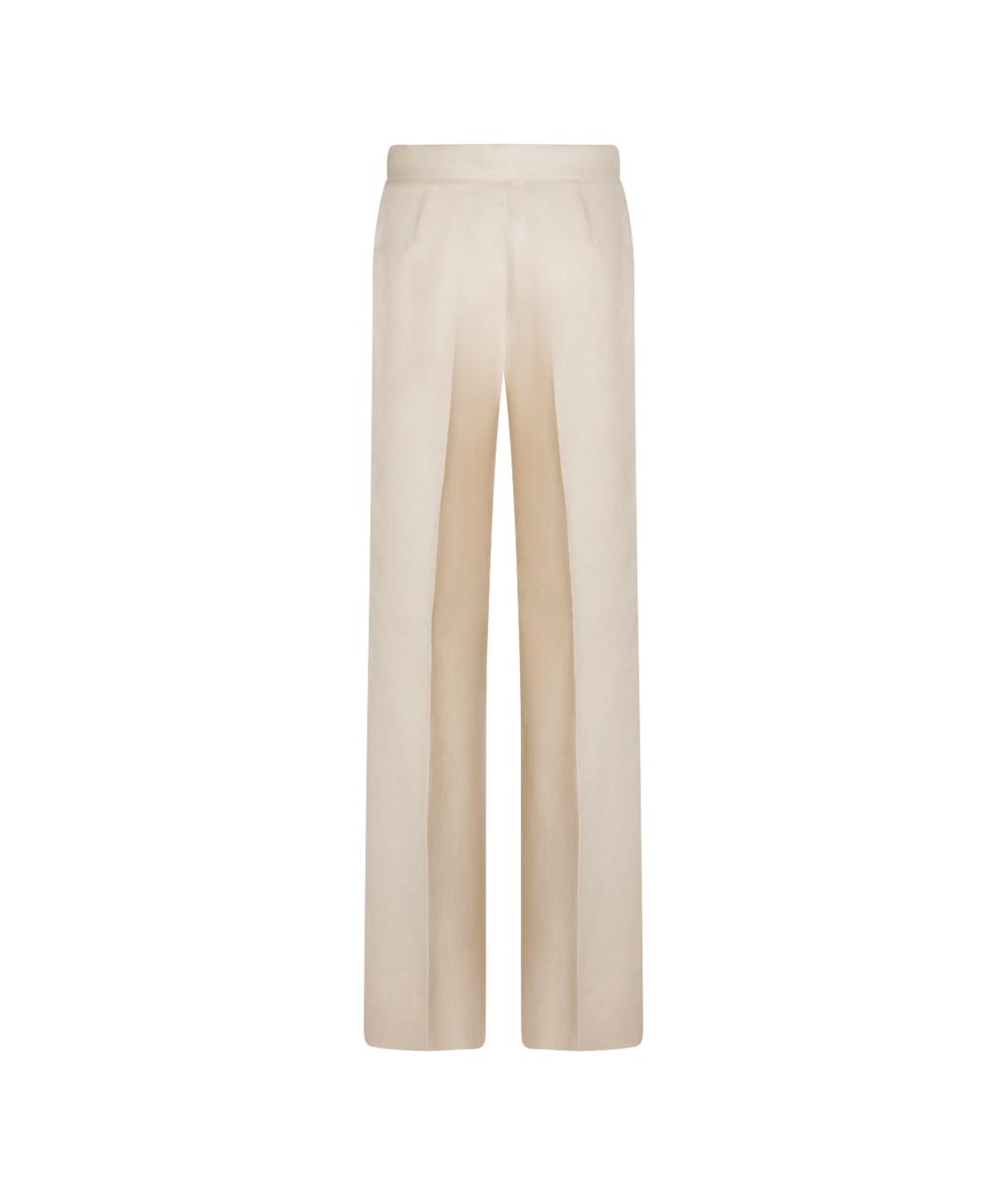 MAX MARA Бежевые льняные прямые брюки, фото 2