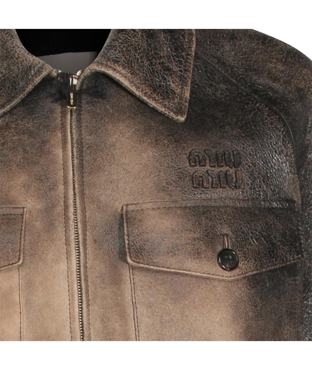 MIU MIU Коричневая кожаная куртка, фото 4