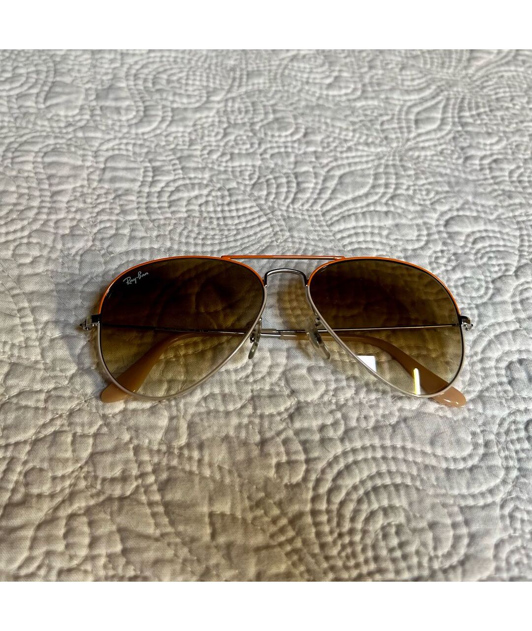RAY BAN Оранжевое металлические солнцезащитные очки, фото 4