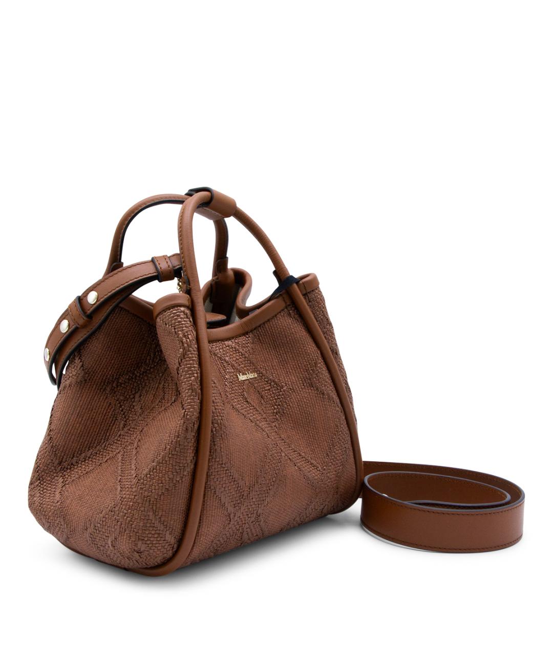 MAX MARA Коричневая тканевая сумка тоут, фото 2