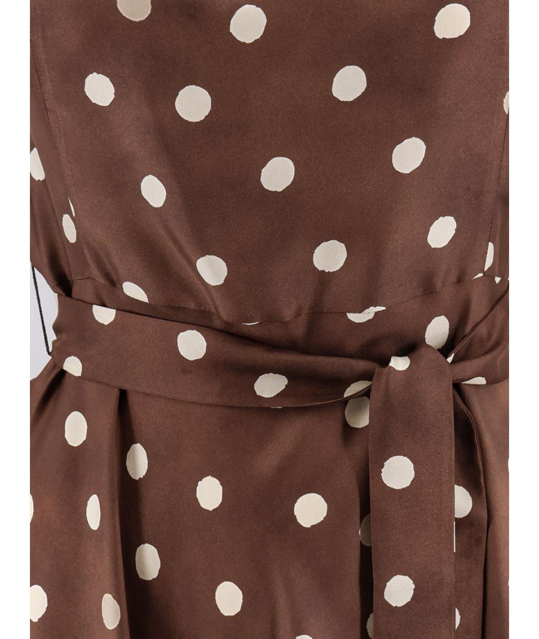 'S MAX MARA Коричневое шелковое повседневное платье, фото 3