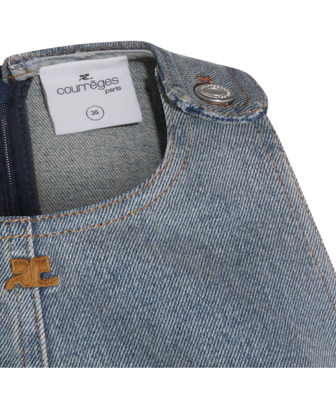 COURREGES Голубое хлопковое повседневное платье, фото 4