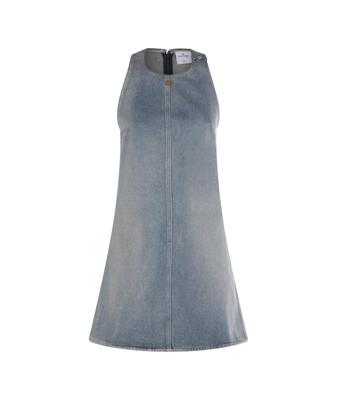 COURREGES Голубое хлопковое повседневное платье, фото 1