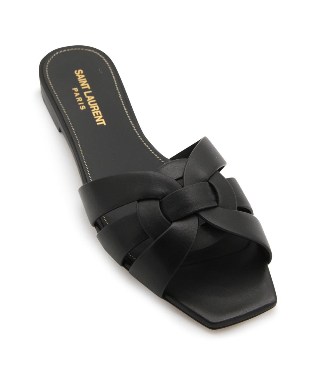 SAINT LAURENT Черные шлепанцы, фото 4
