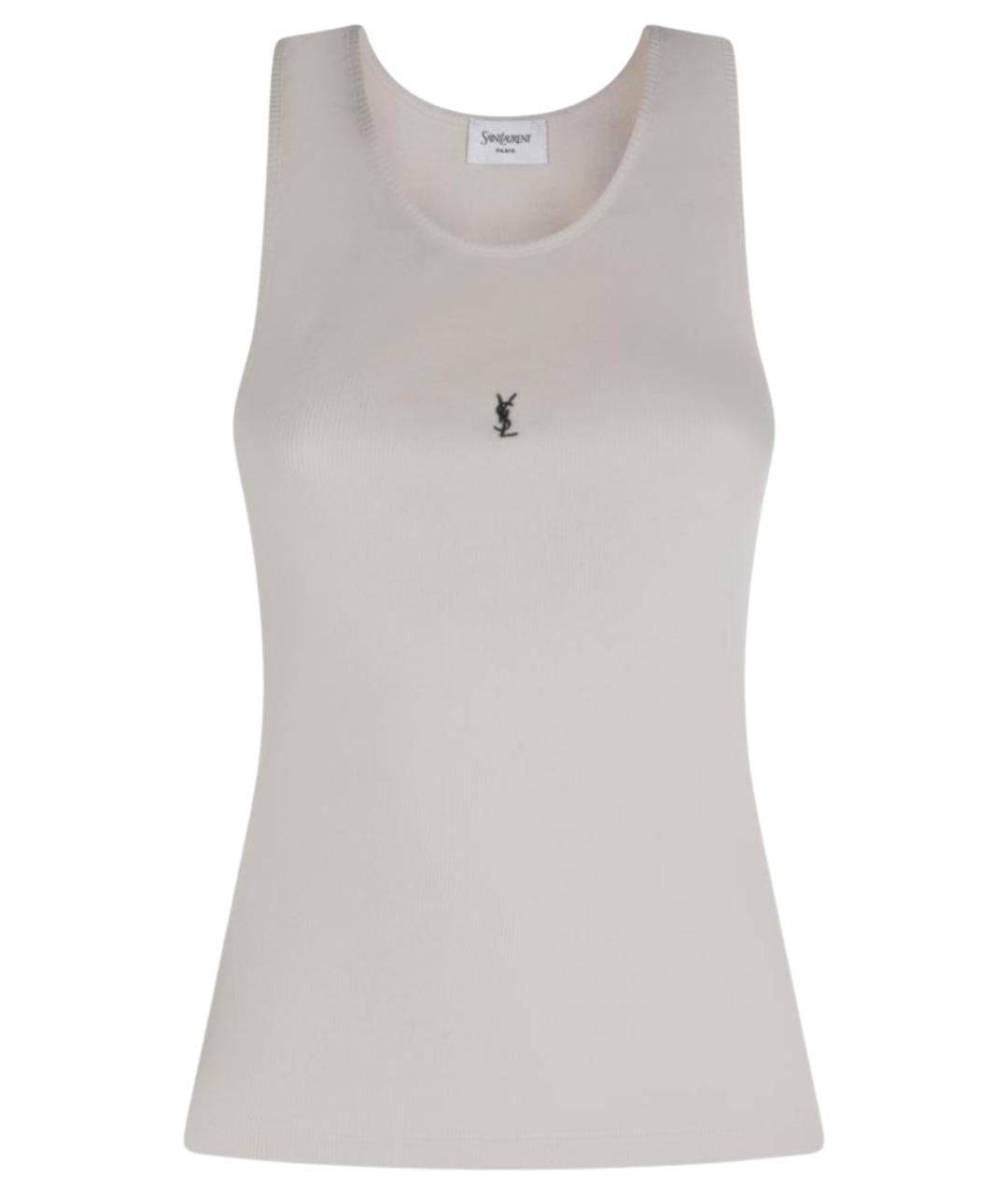 SAINT LAURENT Бежевая хлопковая майка, фото 1