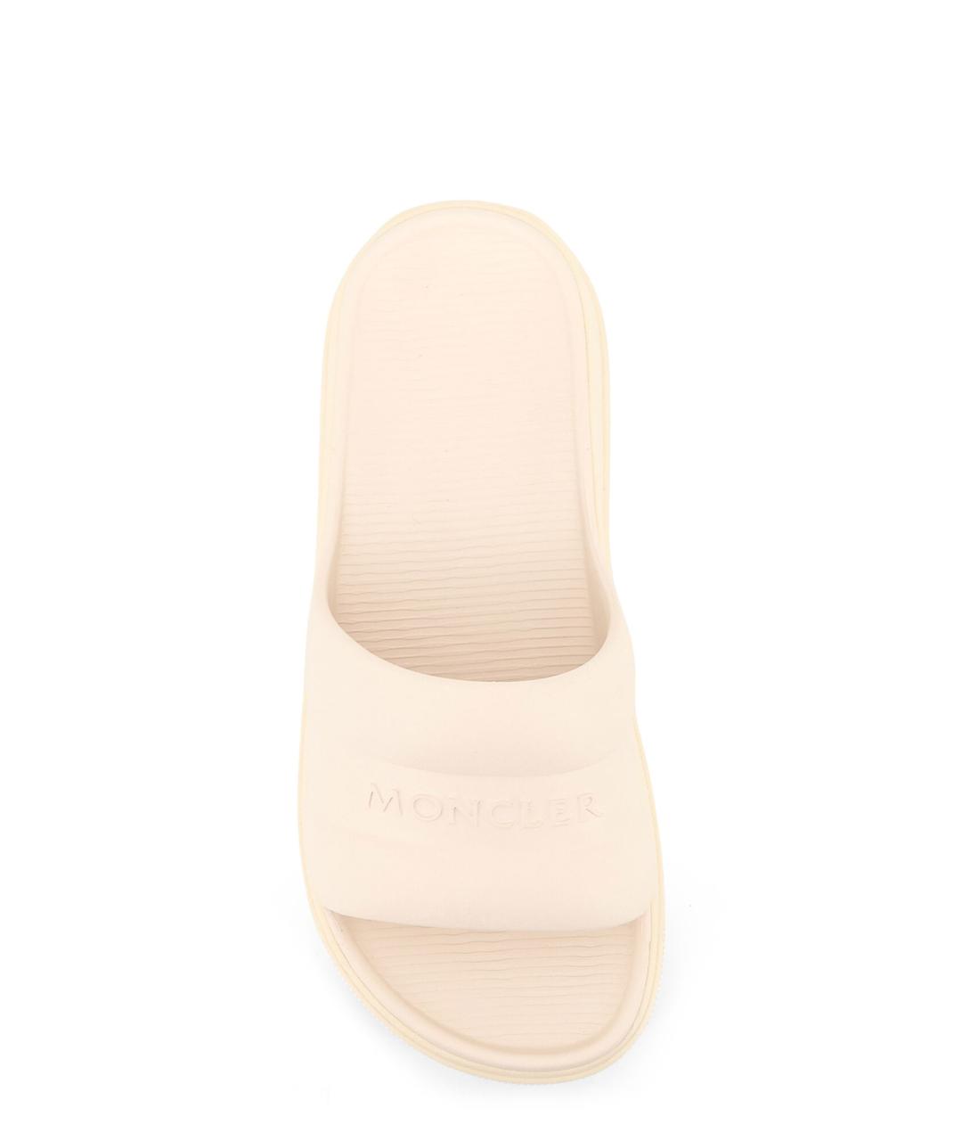 MONCLER Бежевые резиновые шлепанцы, фото 5