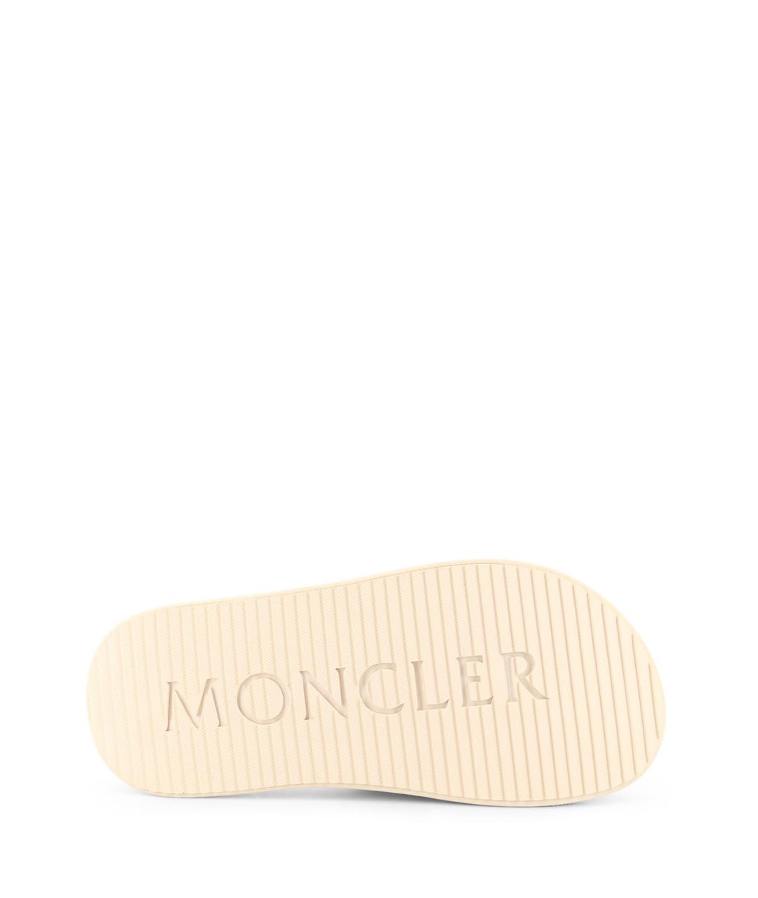 MONCLER Бежевые резиновые шлепанцы, фото 4