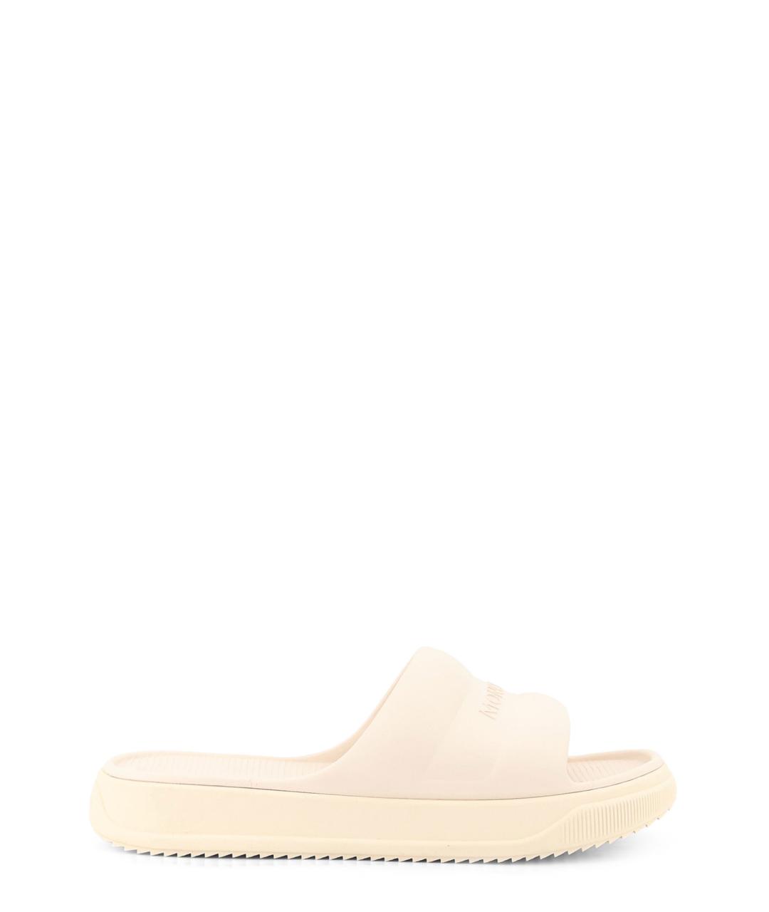 MONCLER Бежевые резиновые шлепанцы, фото 6