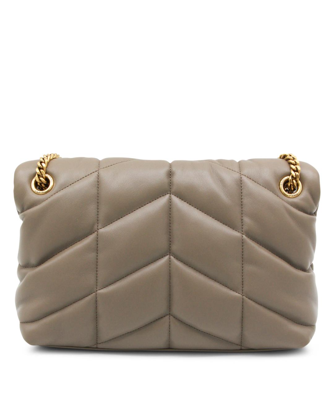 SAINT LAURENT Бежевая кожаная сумка через плечо, фото 3