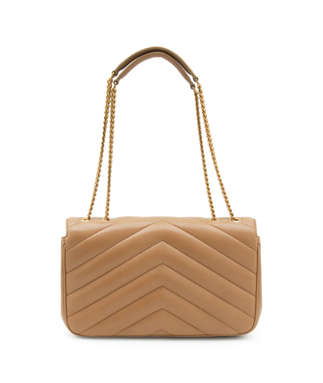 SAINT LAURENT Бежевая кожаная сумка через плечо, фото 3