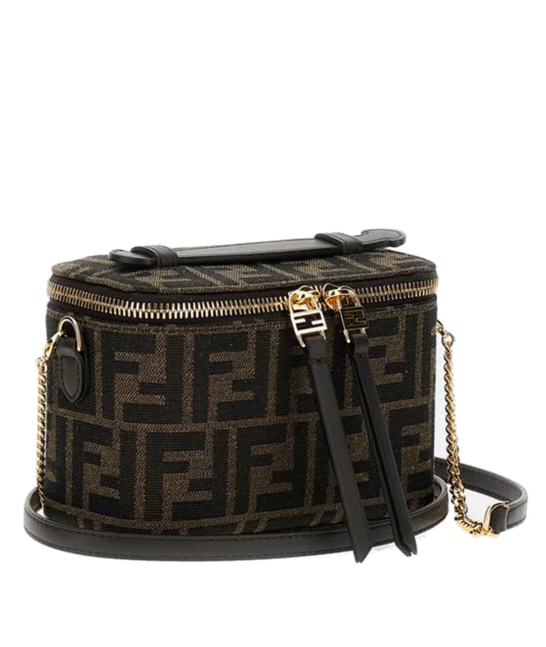 FENDI Коричневая жаккардовая сумка через плечо, фото 2