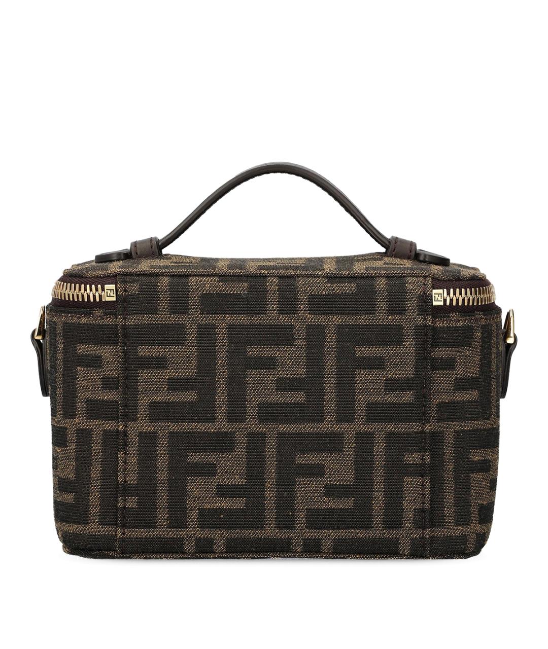 FENDI Коричневая жаккардовая сумка через плечо, фото 3