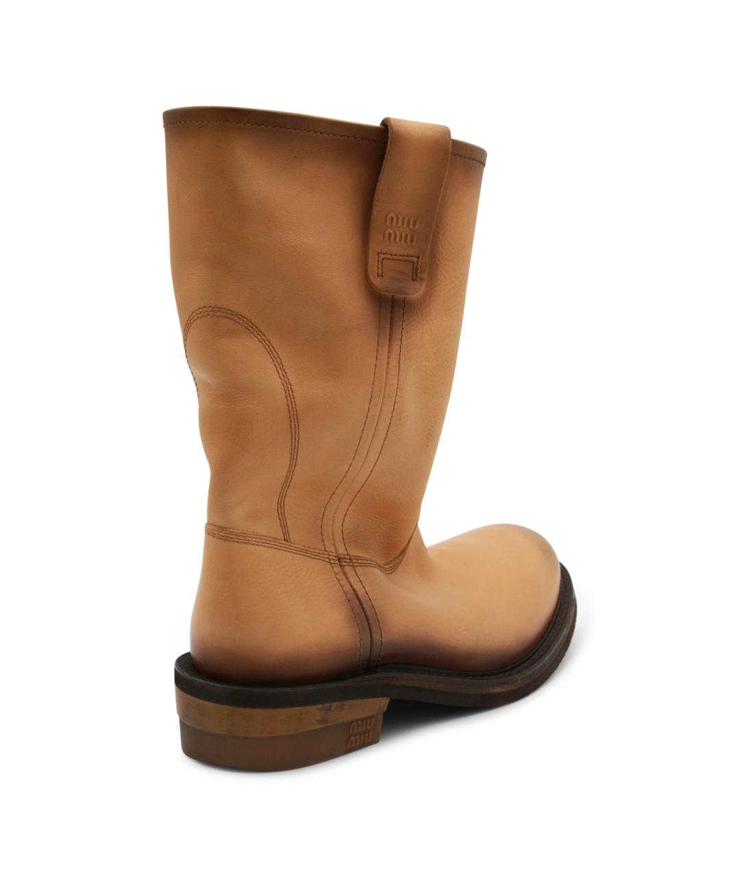 MIU MIU Коричневые кожаные сапоги, фото 3