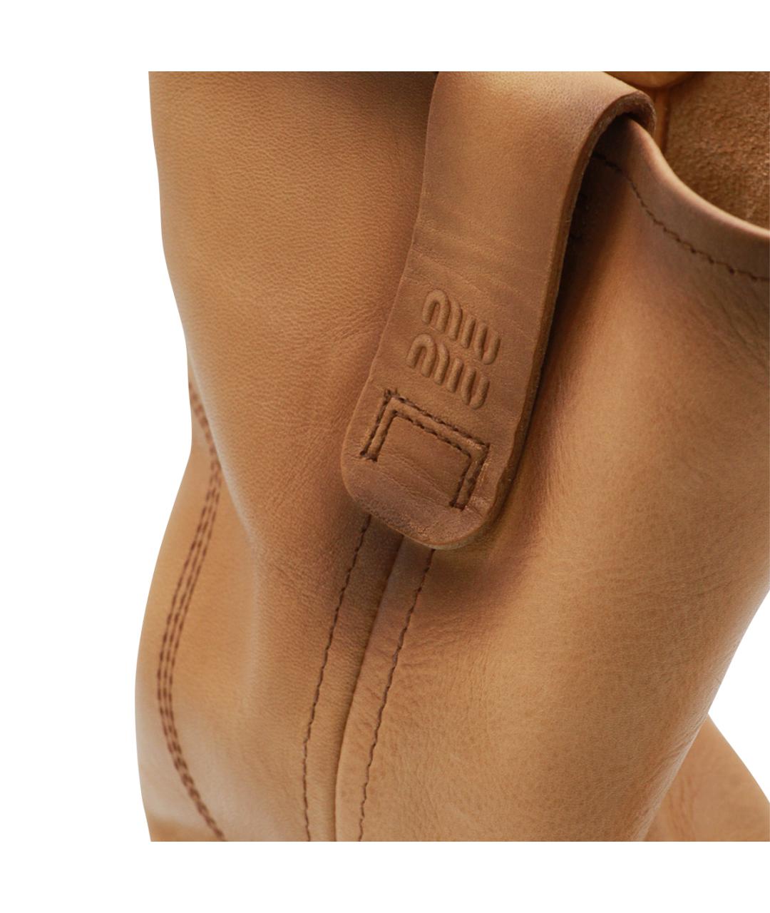 MIU MIU Коричневые кожаные сапоги, фото 4