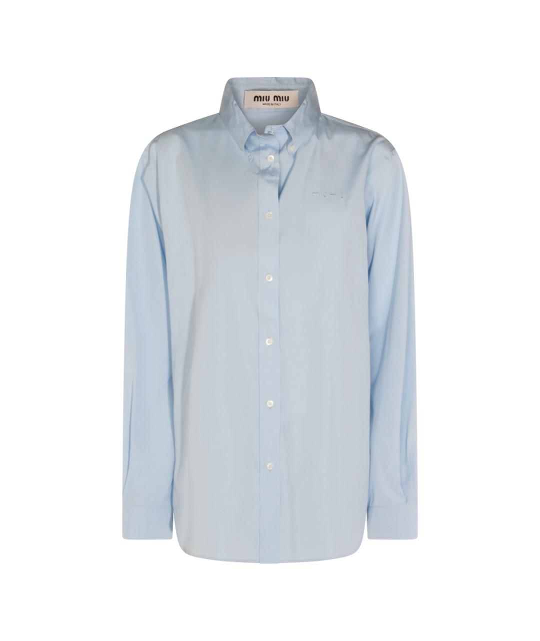 MIU MIU Голубая хлопковая рубашка, фото 5