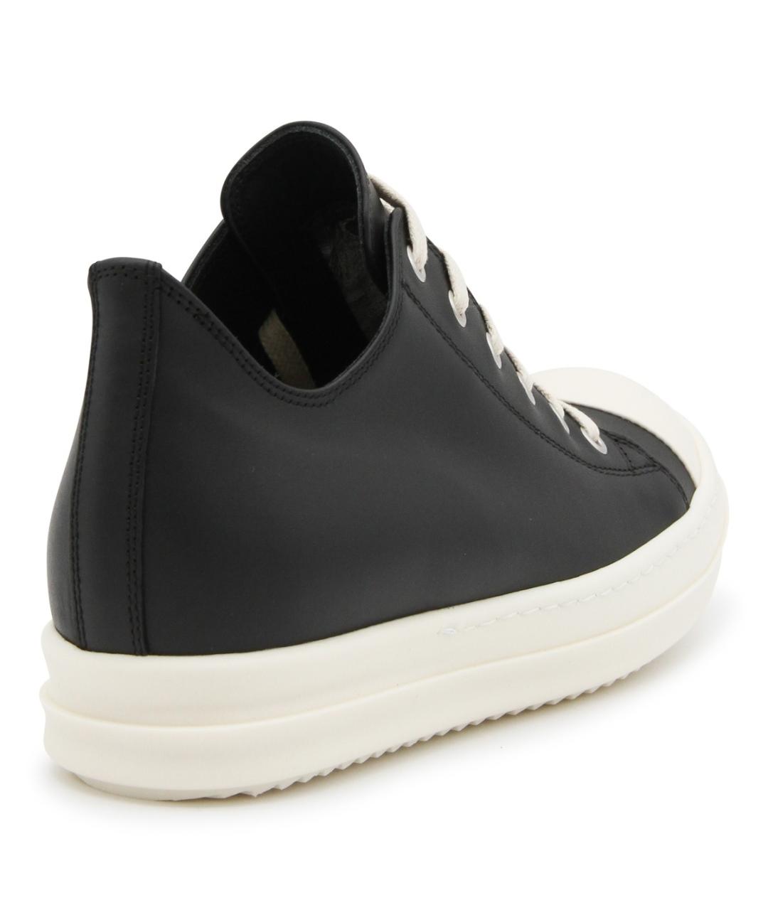 RICK OWENS Черные кожаные кеды, фото 3