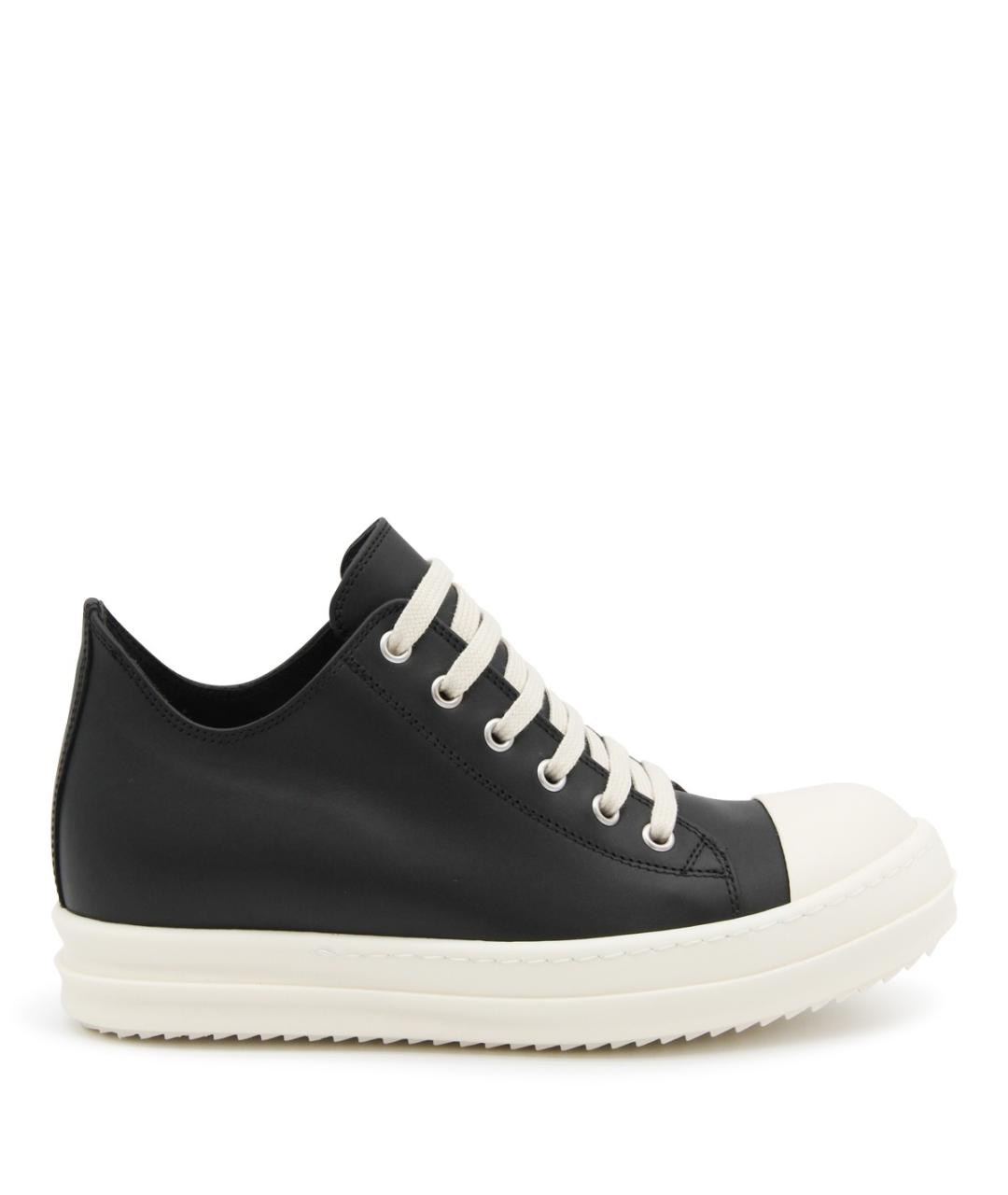 RICK OWENS Черные кожаные кеды, фото 1