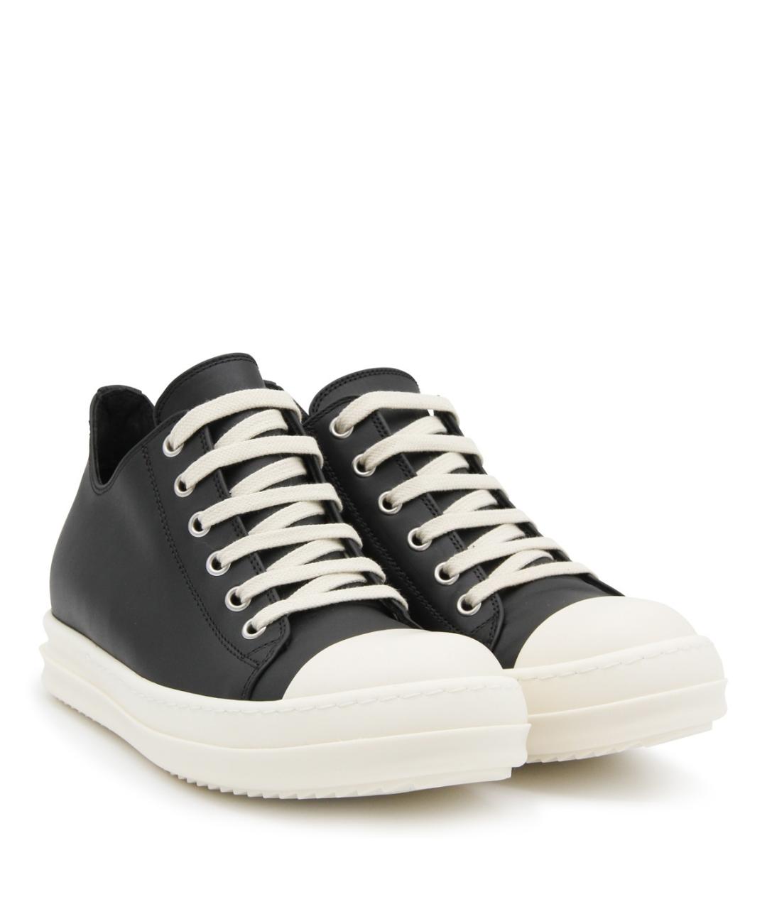RICK OWENS Черные кожаные кеды, фото 2