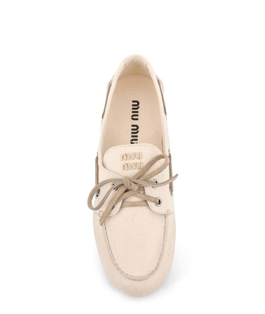 MIU MIU Бежевые замшевые лоферы, фото 5