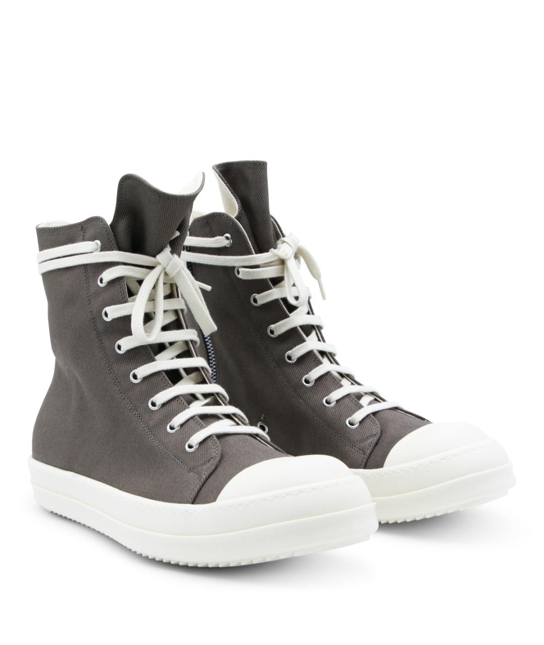 RICK OWENS DRKSHDW Серые текстильные высокие кроссовки / кеды, фото 2